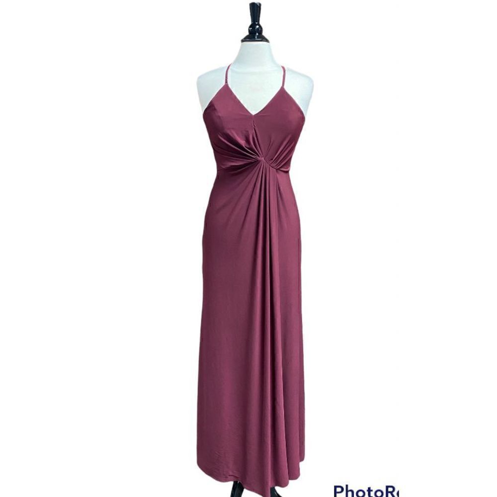 DB Studio Burgundy Spaghetti Strap Jersey Knit Maxi Evening Dress Size 4